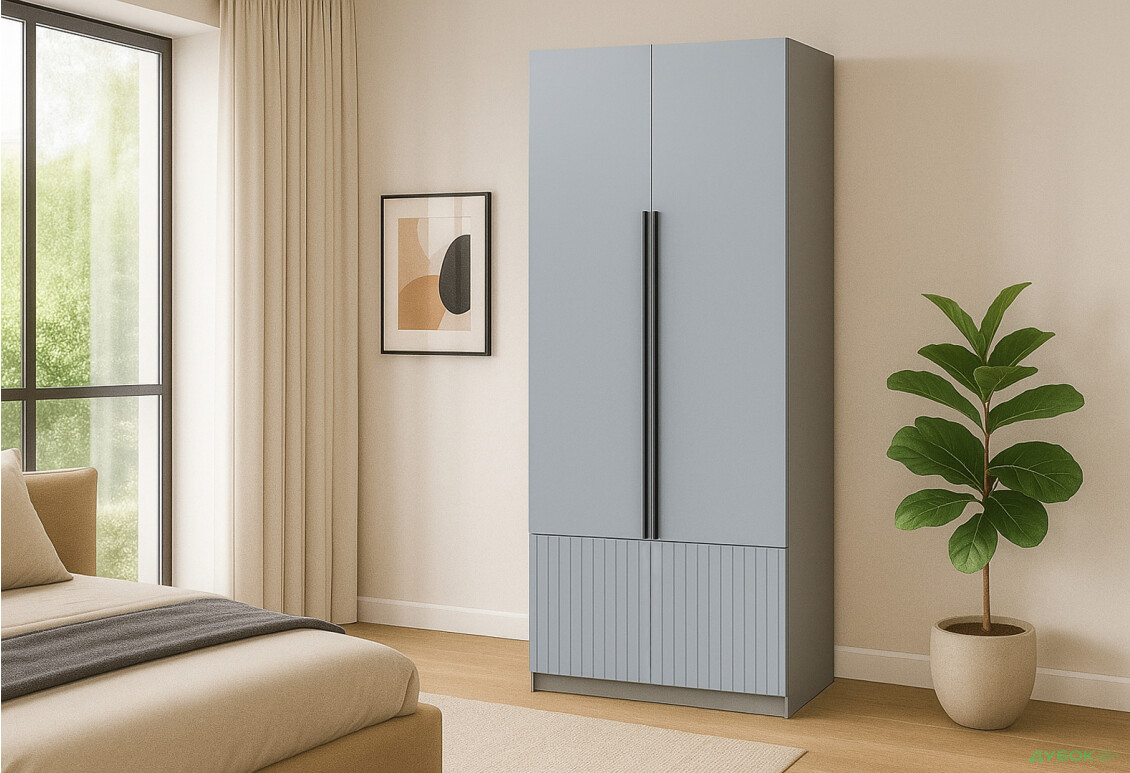 Шкаф Киевский стандарт Лайн Элегант 2-дверный 100 см серая лава / ниагара мат - Изображение 2 Изображение 2 - Шкаф Киевский стандарт Лайн Элегант 2-дверный 100 см серая лава / ниагара мат