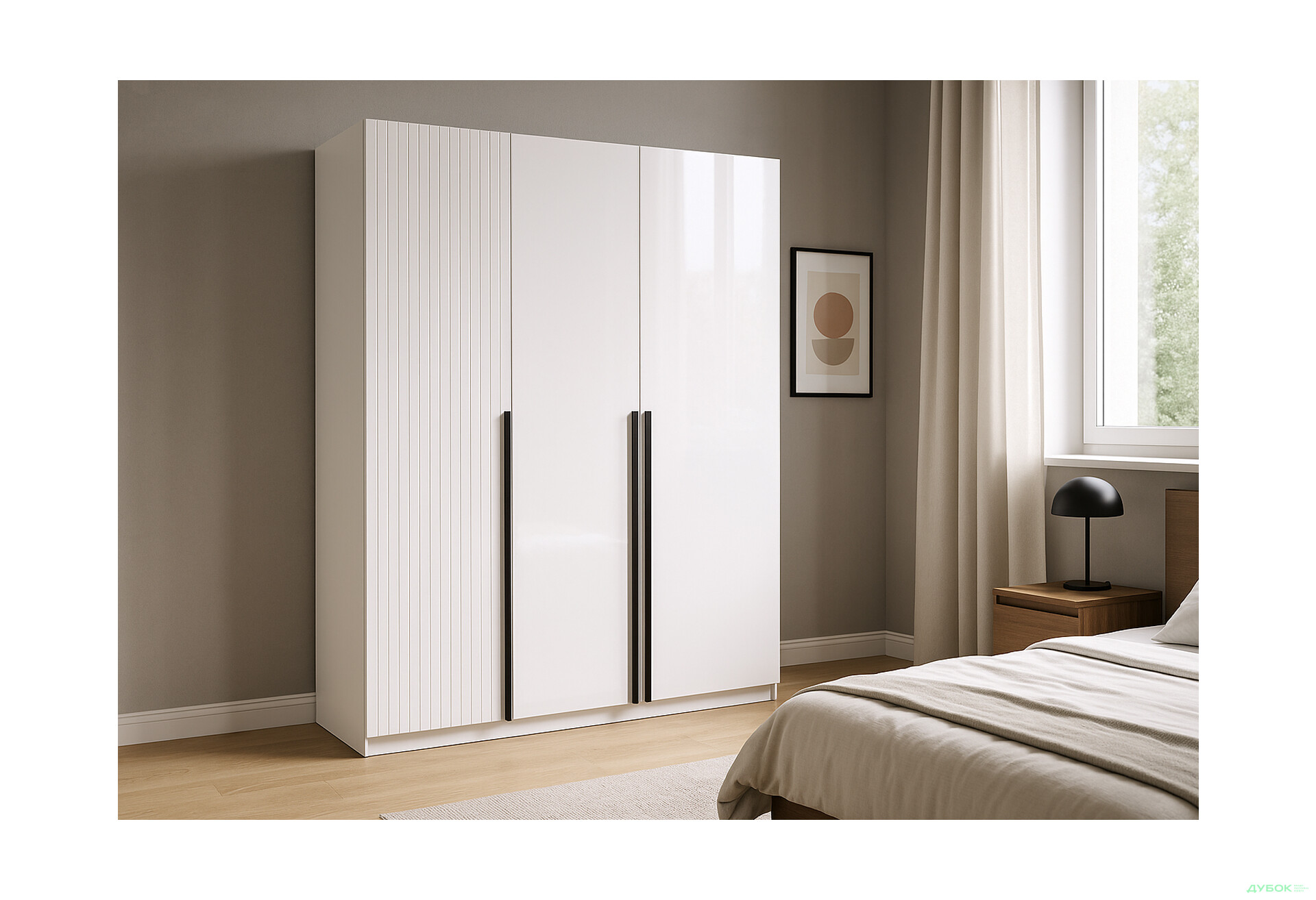 Шкаф Киевский стандарт Лайн Элегант 3-дверный 150 см нимфея альба / белый мат - Изображение 2 Изображение 2 - Шкаф Киевский стандарт Лайн Элегант 3-дверный 150 см нимфея альба / белый мат