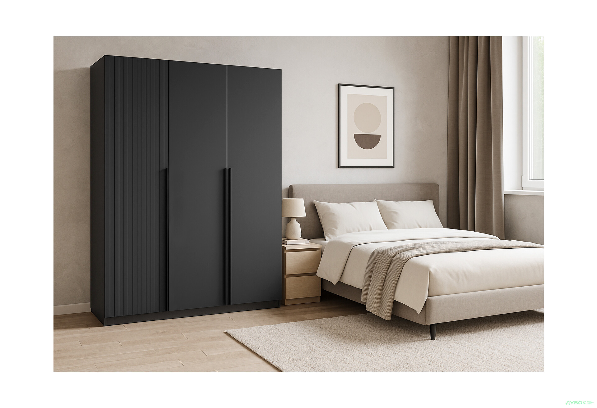 Изображение 2 - Шкаф Киевский стандарт Лайн Элегант 3-дверный 150 см антрацит / графит мат