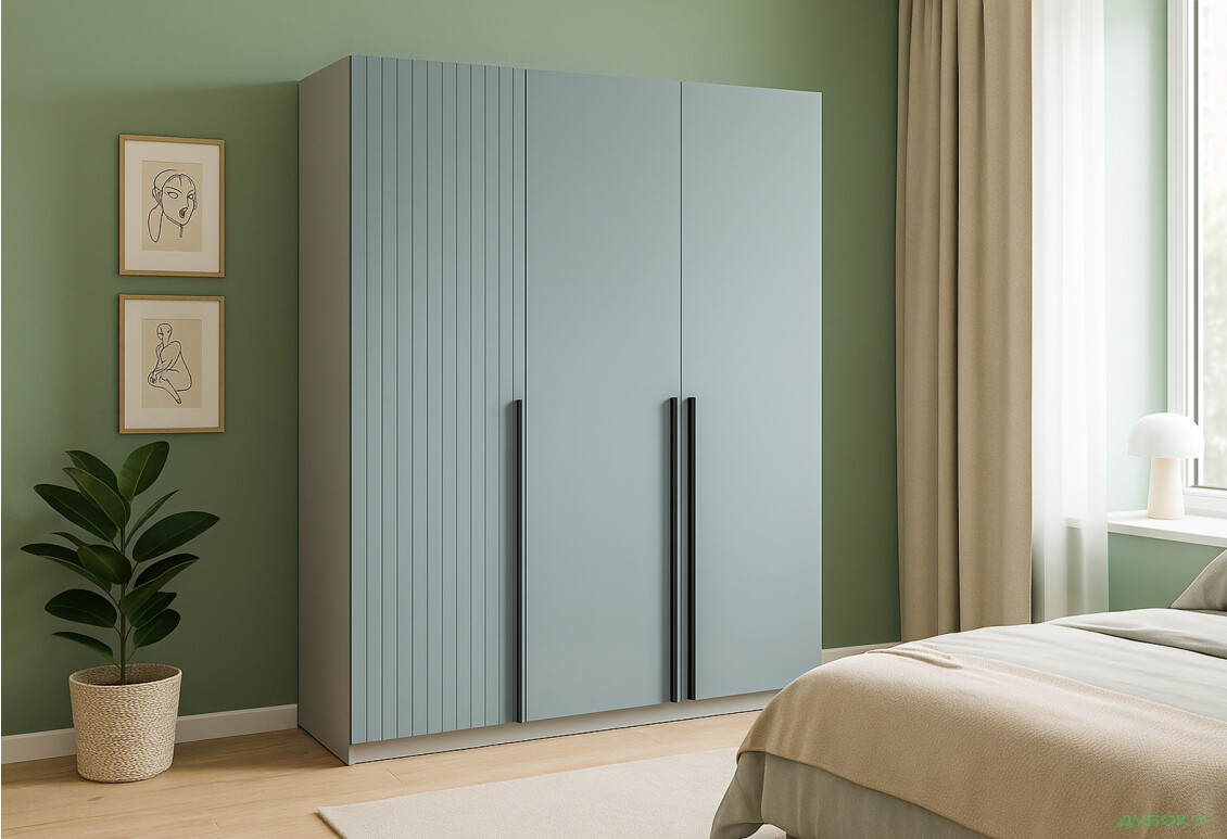 Шафа Київський стандарт Лайн Елегант 3-дверна 150 см сіра лава / ніагара мат - Зображення 2 Зображення 2 - Шафа Київський стандарт Лайн Елегант 3-дверна 150 см сіра лава / ніагара мат