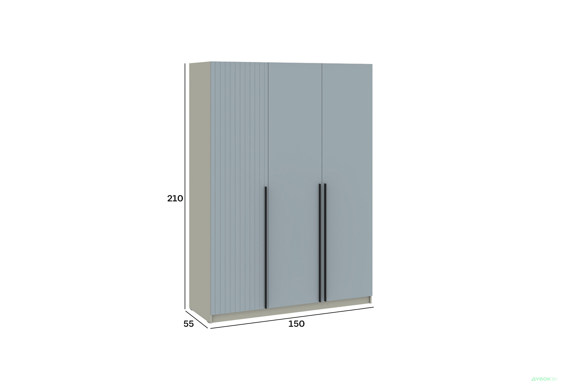 Шафа Київський стандарт Лайн Елегант 3-дверна 150 см сіра лава / ніагара мат - Зображення 4 Зображення 4 - Шафа Київський стандарт Лайн Елегант 3-дверна 150 см сіра лава / ніагара мат