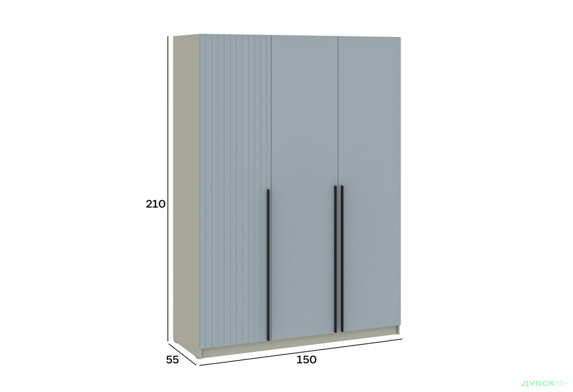 Шафа Київський стандарт Лайн Елегант 3-дверна 150 см сіра лава / ніагара мат - Зображення 4 Зображення 4 - Шафа Київський стандарт Лайн Елегант 3-дверна 150 см сіра лава / ніагара мат