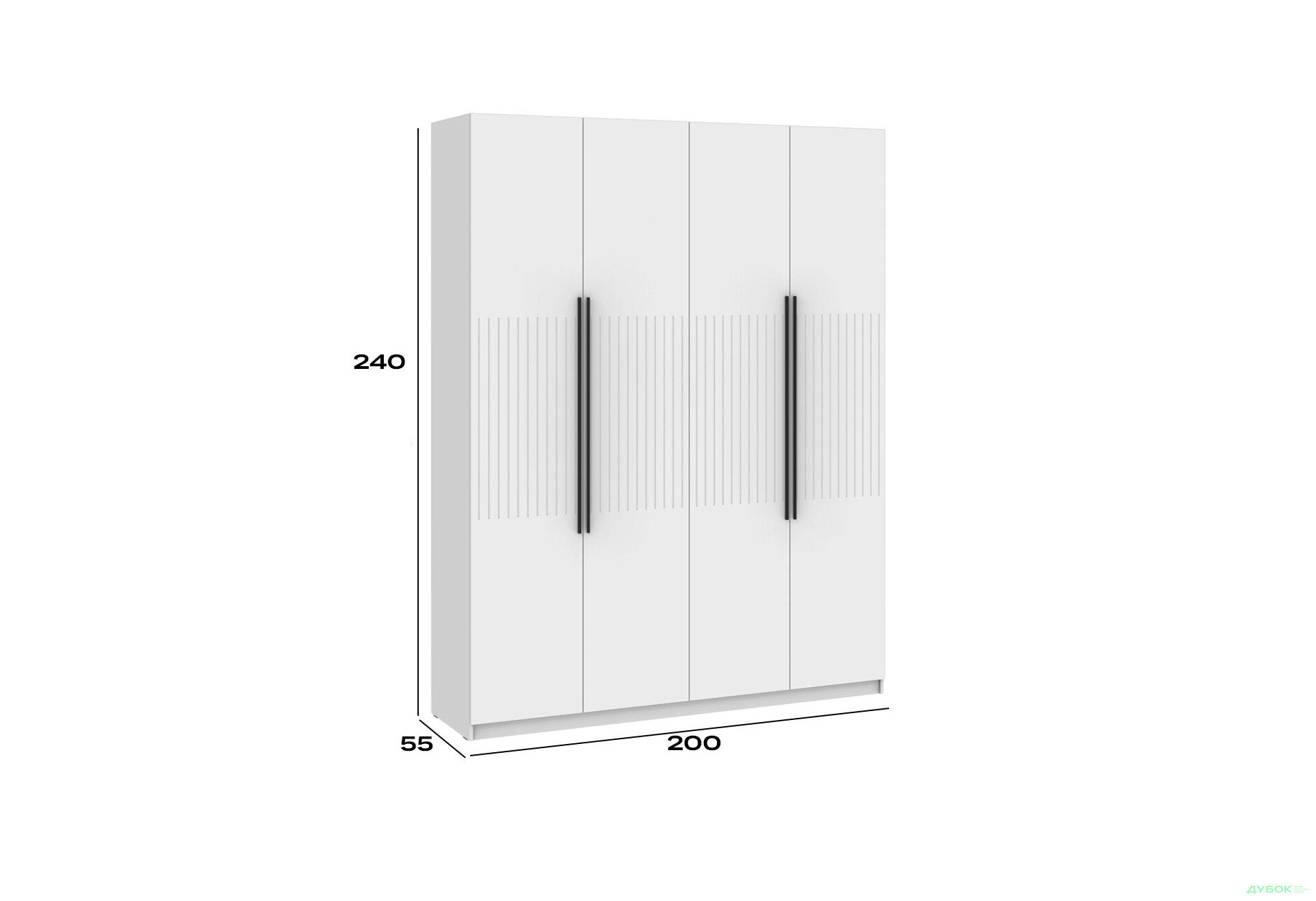Шафа Київський стандарт Лайн Елегант 4-дверна 200 см німфея альба / білий мат - Зображення 4 Зображення 4 - Шафа Київський стандарт Лайн Елегант 4-дверна 200 см німфея альба / білий мат