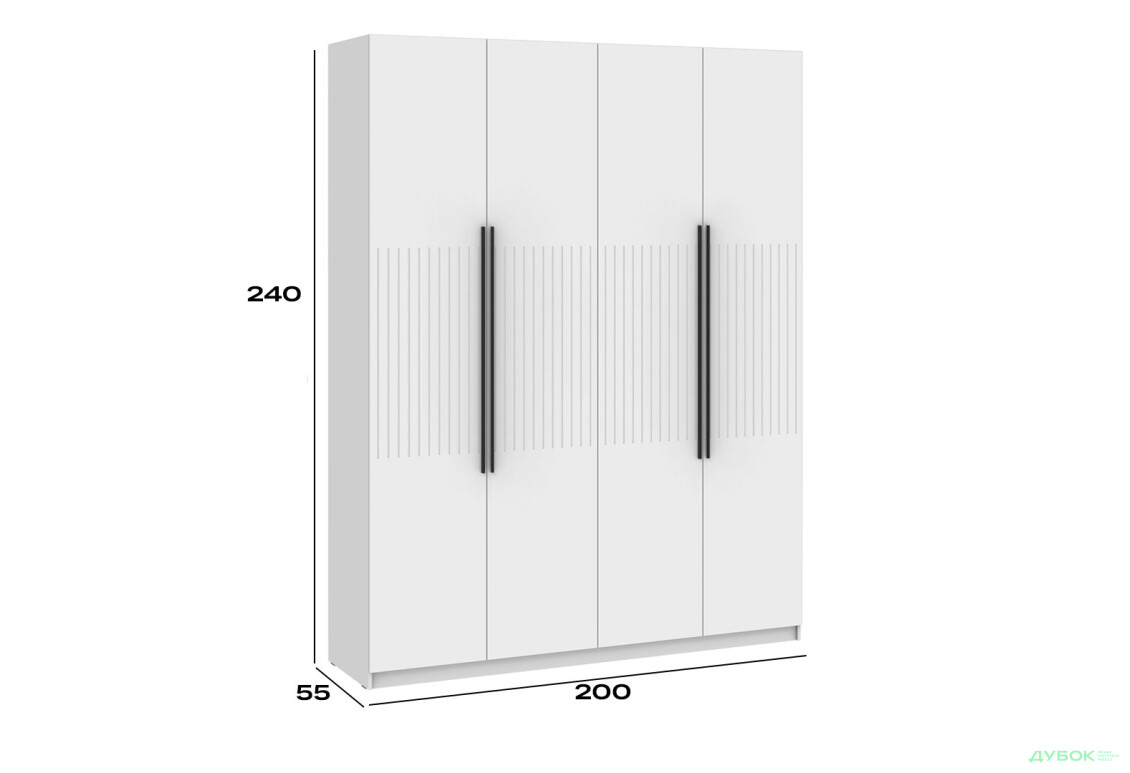 Шафа Київський стандарт Лайн Елегант 4-дверна 200 см німфея альба / білий мат - Зображення 4 Зображення 4 - Шафа Київський стандарт Лайн Елегант 4-дверна 200 см німфея альба / білий мат