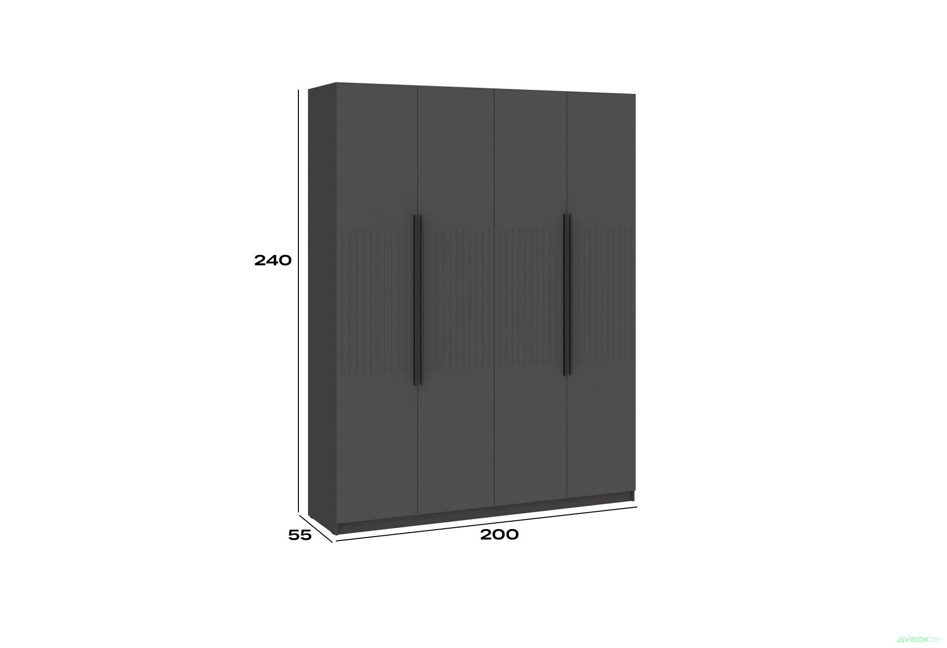 Изображение 4 - Шкаф Киевский стандарт Лайн Элегант 4-дверный 200 см антрацит / графит мат