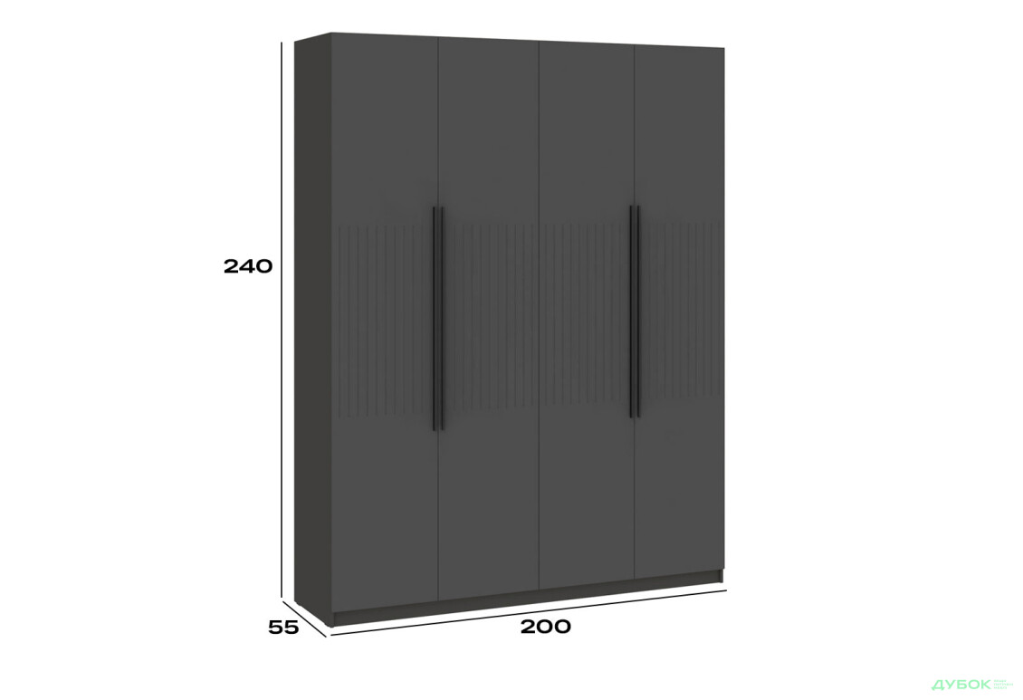 Изображение 4 - Шкаф Киевский стандарт Лайн Элегант 4-дверный 200 см антрацит / графит мат