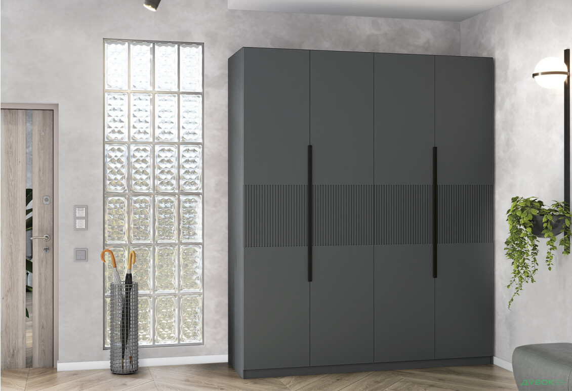 Изображение 2 - Шкаф Киевский стандарт Лайн Элегант 4-дверный 200 см антрацит / графит мат