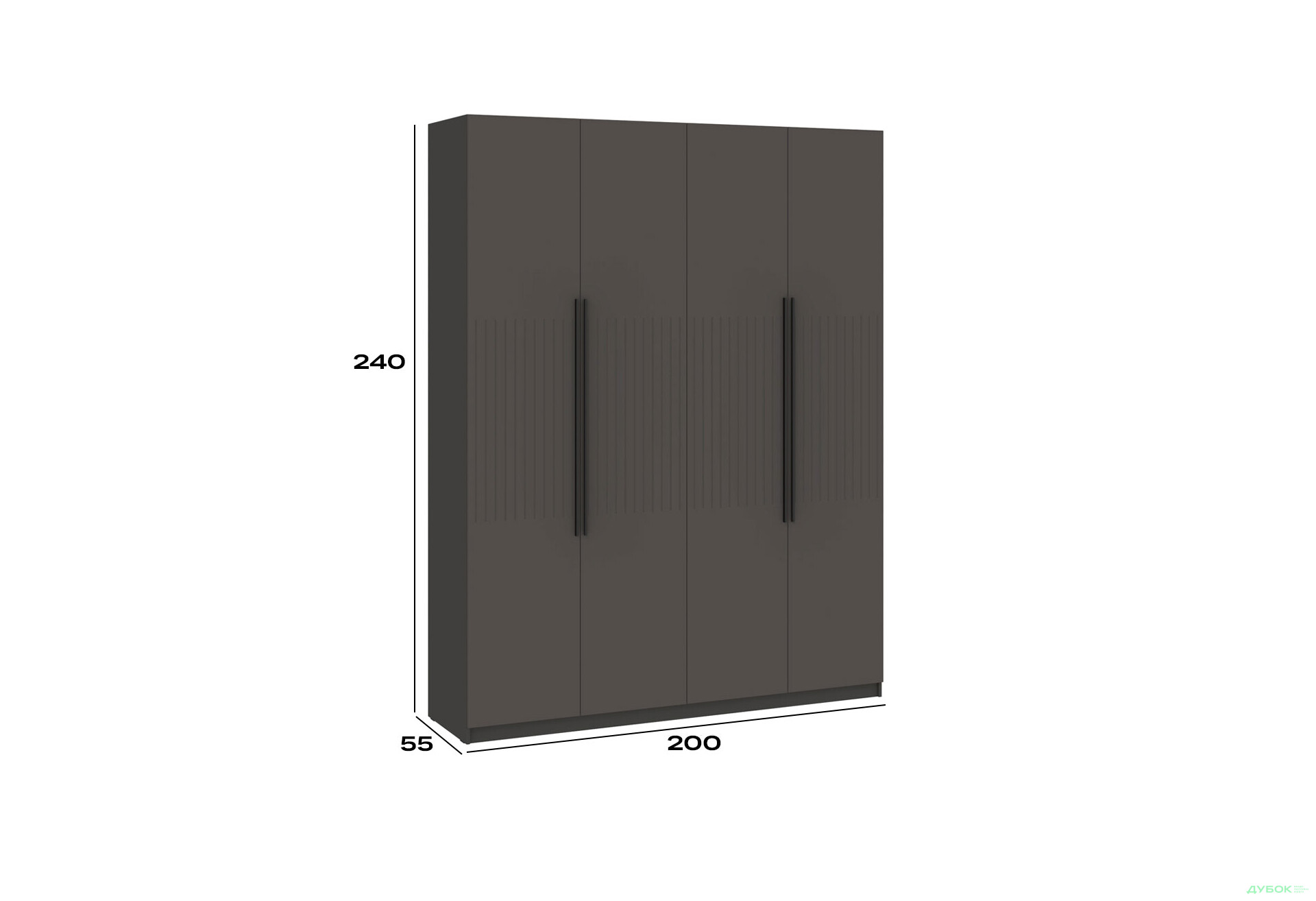 Шафа Київський стандарт Лайн Елегант 4-дверна 200 см антрацит / графіт мат - Зображення 4 Зображення 4 - Шафа Київський стандарт Лайн Елегант 4-дверна 200 см антрацит / графіт мат