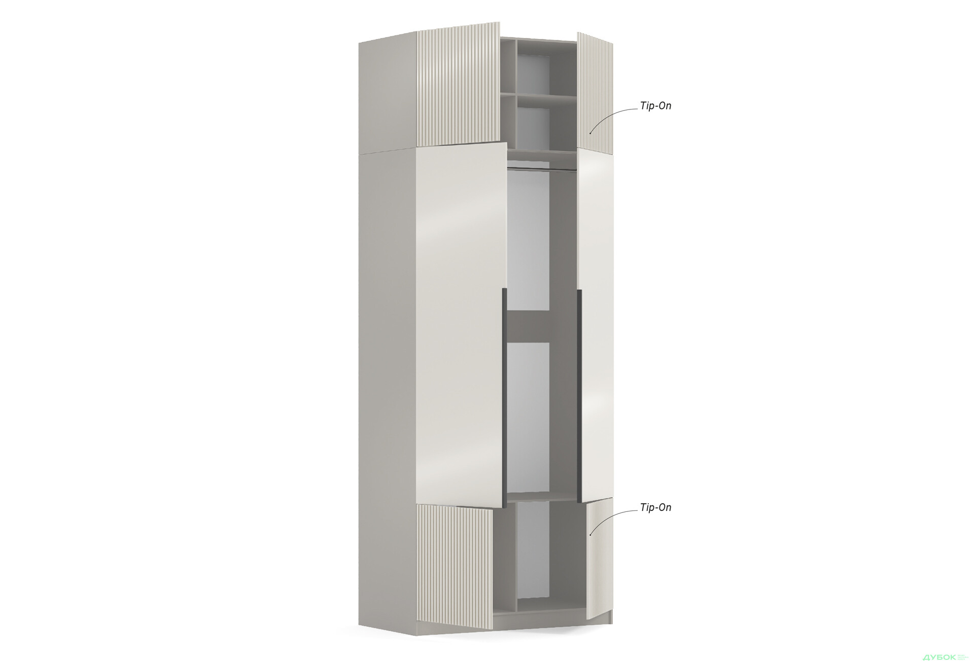 Шафа Київський стандарт Лайн Елегант 4-дверна з антресоллю 100 см дуб аппалачі / чорний мат - Зображення 5 Зображення 5 - Шафа Київський стандарт Лайн Елегант 4-дверна з антресоллю 100 см дуб аппалачі / чорний мат