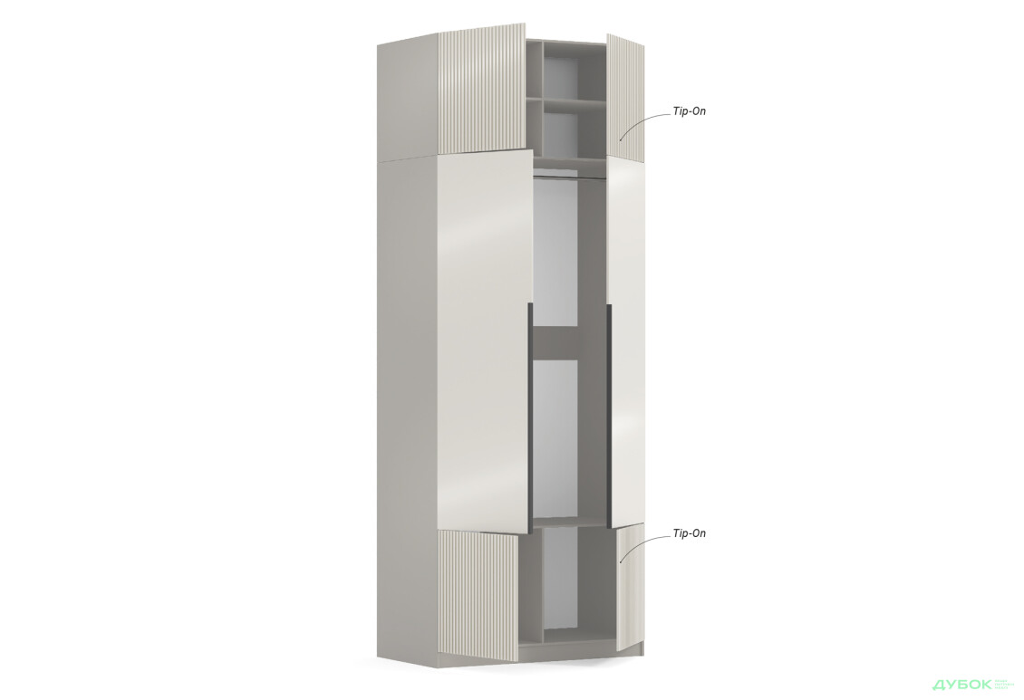 Изображение 5 - Шкаф Киевский стандарт Лайн Элегант 4-дверный с антресолью 100 см дуб ливорно / графит мат