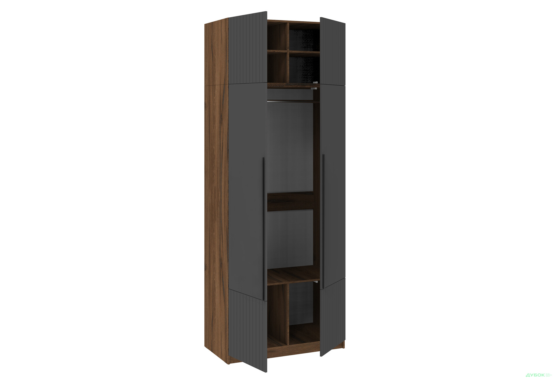 Изображение 3 - Шкаф Киевский стандарт Лайн Элегант 4-дверный с антресолью 100 см дуб ливорно / графит мат