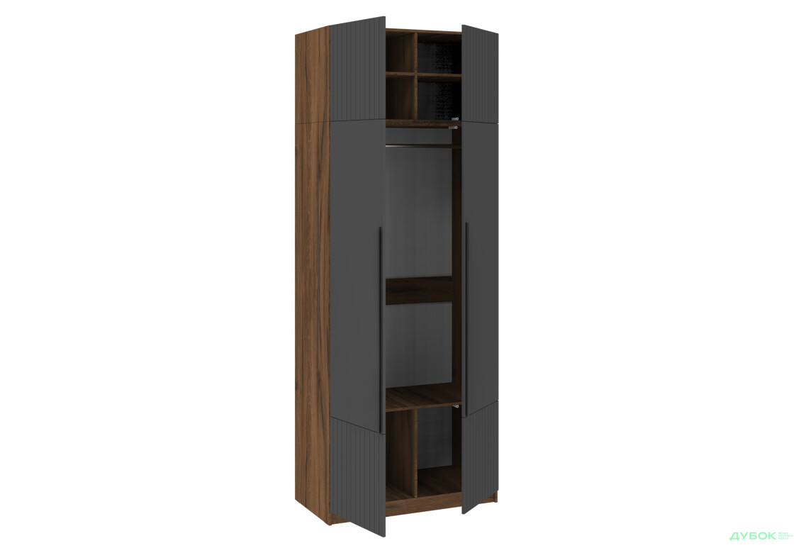 Изображение 3 - Шкаф Киевский стандарт Лайн Элегант 4-дверный с антресолью 100 см дуб ливорно / графит мат