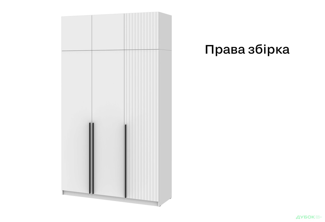 Зображення 7 - Шафа Київський стандарт Лайн Елегант 6-дверна з антресоллю 150 см німфея альба / білий мат