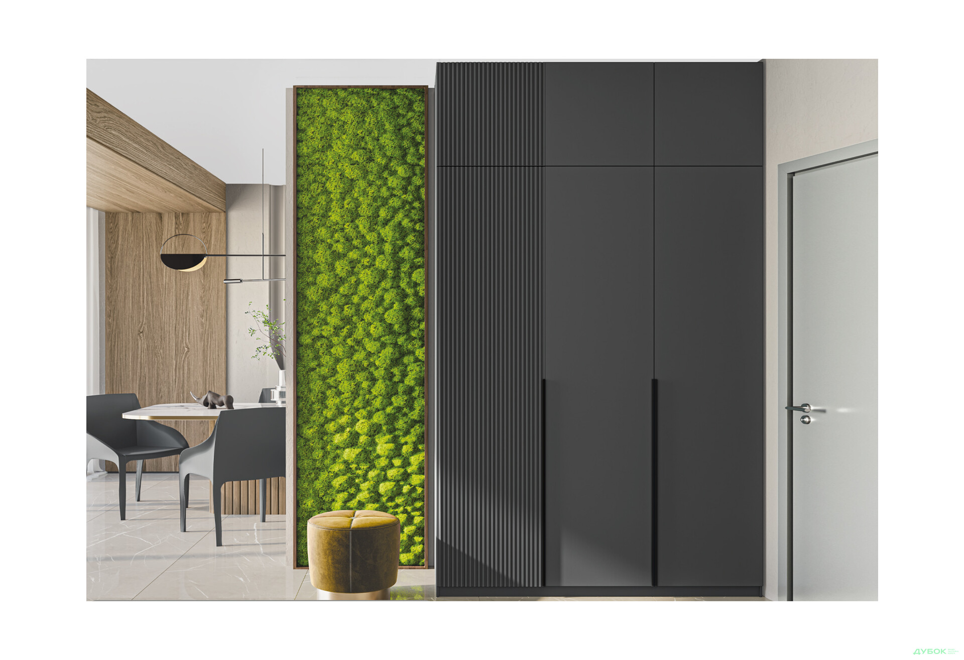 Зображення 2 - Шафа Київський стандарт Лайн Елегант 6-дверна з антресоллю 150 см антрацит / графіт мат