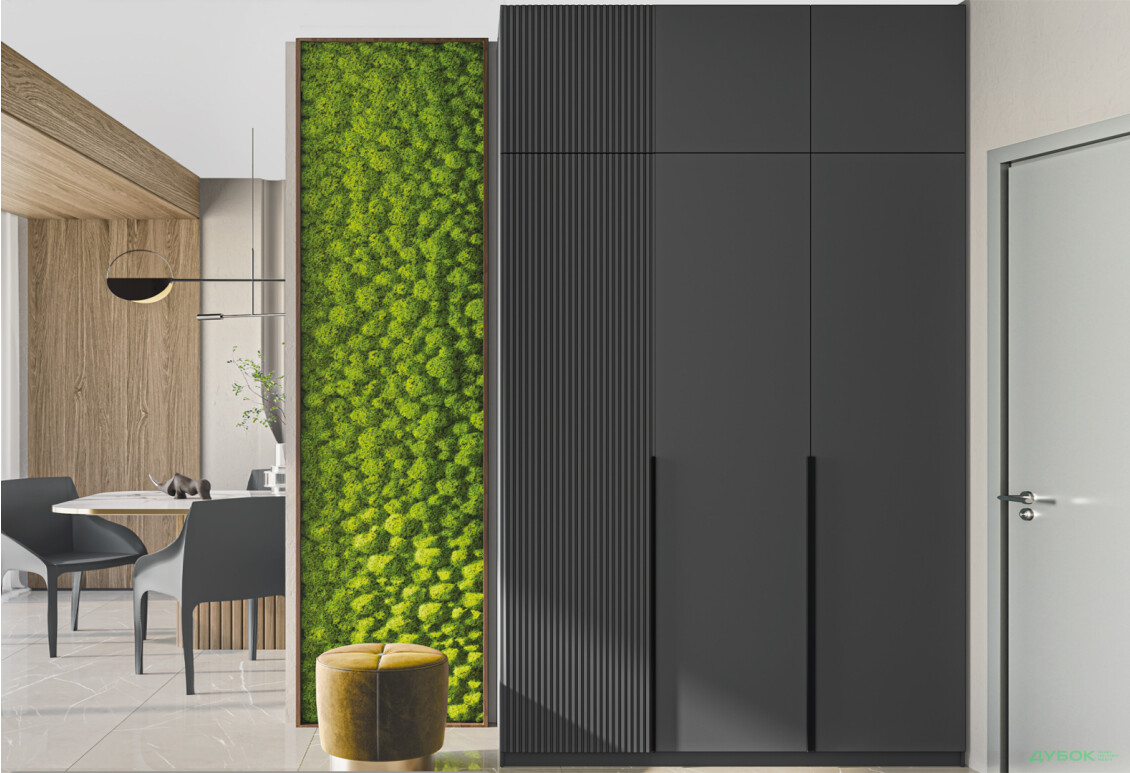 Зображення 2 - Шафа Київський стандарт Лайн Елегант 6-дверна з антресоллю 150 см антрацит / графіт мат