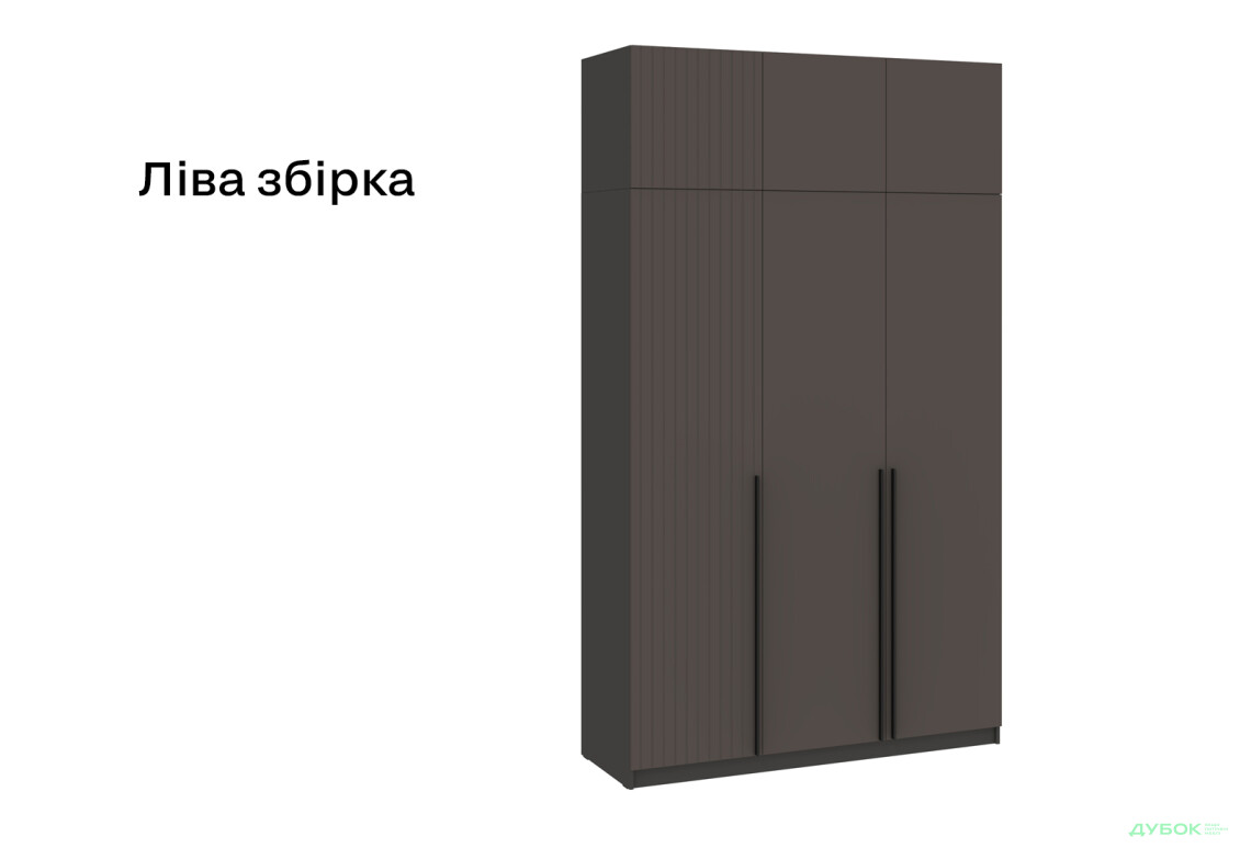 Зображення 6 - Шафа Київський стандарт Лайн Елегант 6-дверна з антресоллю 150 см антрацит / графіт мат