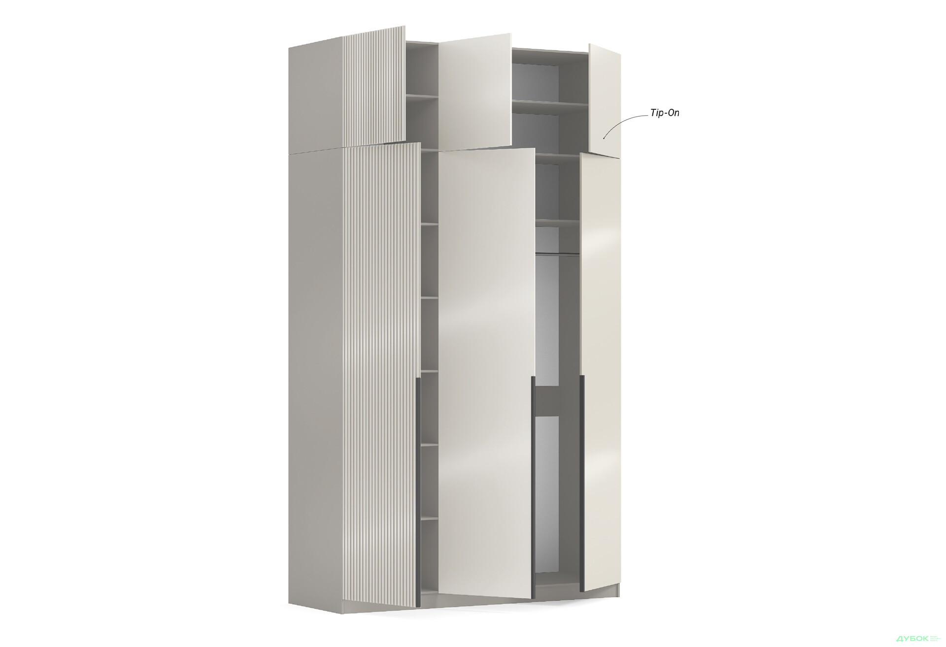 Зображення 5 - Шафа Київський стандарт Лайн Елегант 6-дверна з антресоллю 150 см антрацит / графіт мат