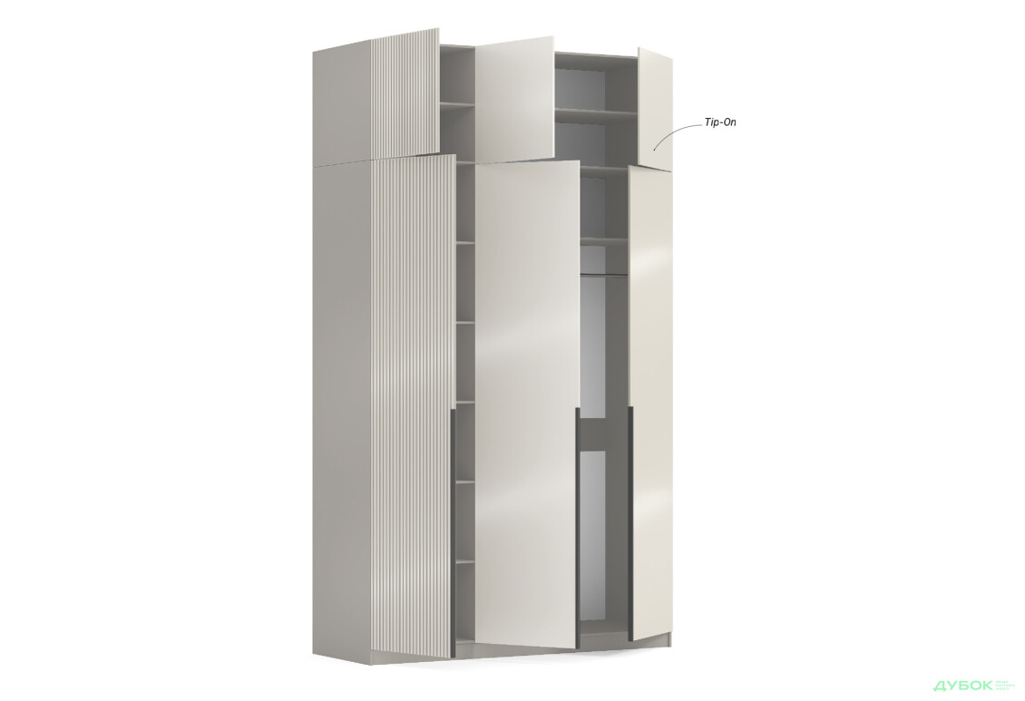 Зображення 5 - Шафа Київський стандарт Лайн Елегант 6-дверна з антресоллю 150 см антрацит / графіт мат