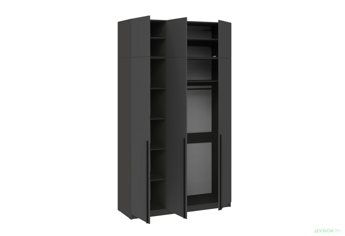 Зображення 3 - Шафа Київський стандарт Лайн Елегант 6-дверна з антресоллю 150 см антрацит / графіт мат