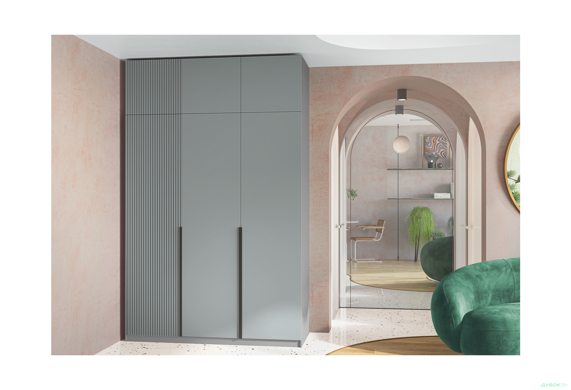 Шафа Київський стандарт Лайн Елегант 6-дверна з антресоллю 150 см сіра лава / ніагара мат - Зображення 2 Зображення 2 - Шафа Київський стандарт Лайн Елегант 6-дверна з антресоллю 150 см сіра лава / ніагара мат