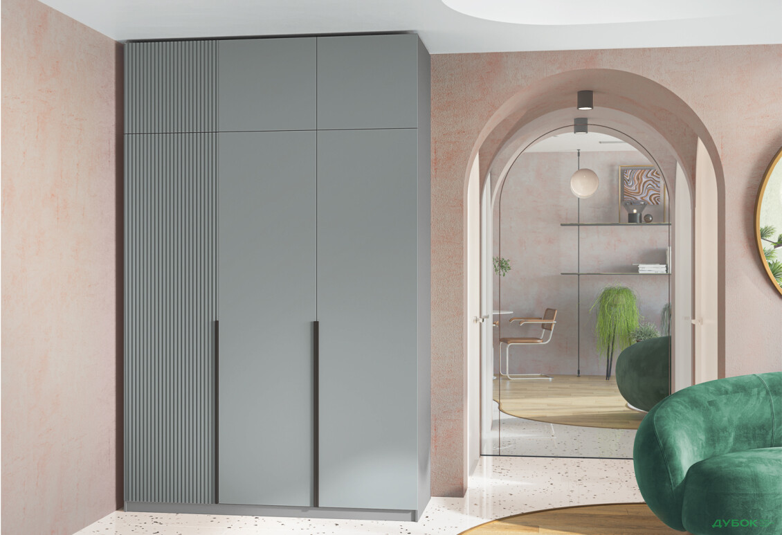 Шафа Київський стандарт Лайн Елегант 6-дверна з антресоллю 150 см сіра лава / ніагара мат - Зображення 2 Зображення 2 - Шафа Київський стандарт Лайн Елегант 6-дверна з антресоллю 150 см сіра лава / ніагара мат