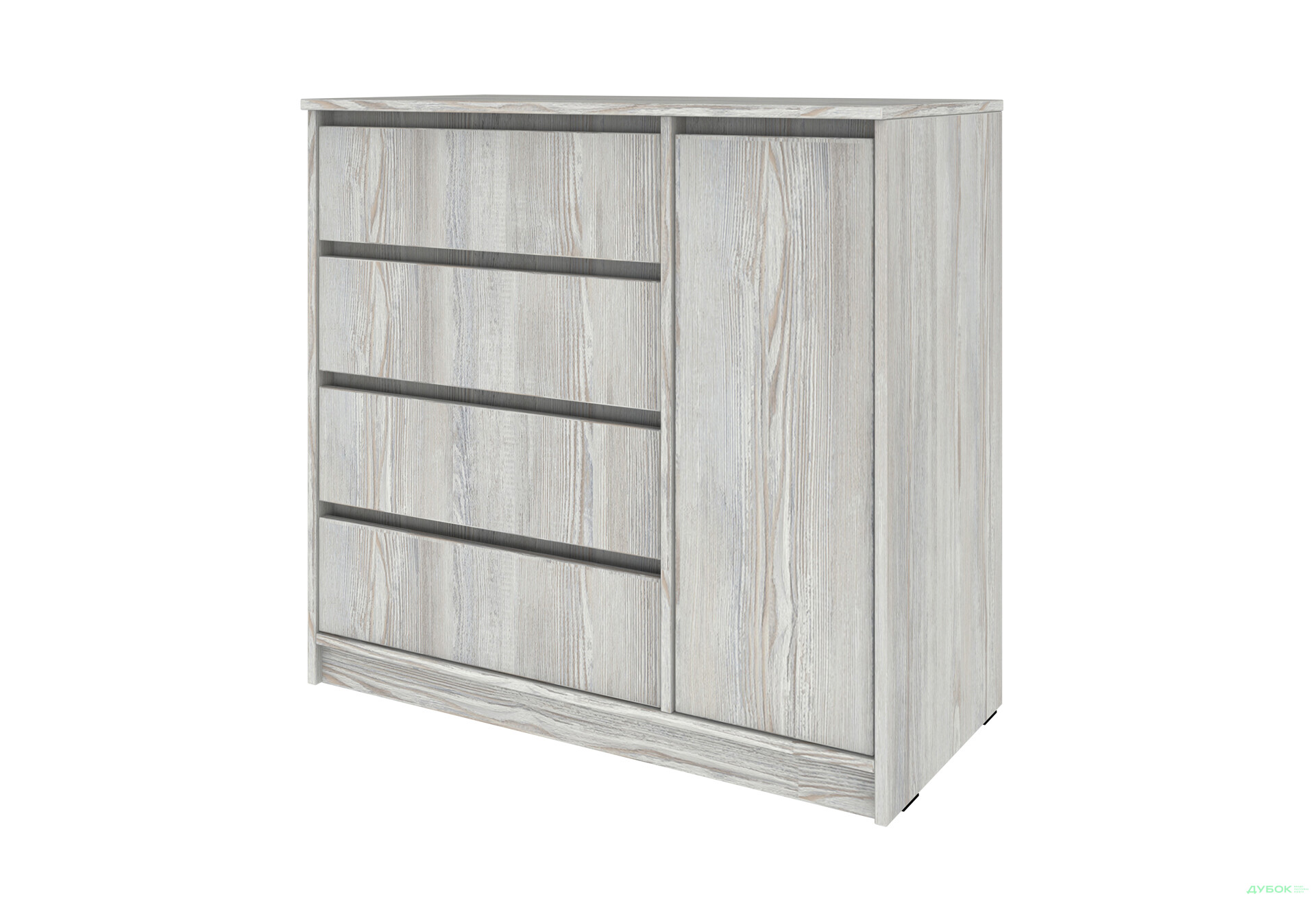 Комод Київський стандарт №11 правий з дверцею та 4 шухлядами 90 см сосна натті - Зображення 1 Зображення 1 - Комод Київський стандарт №11 правий з дверцею та 4 шухлядами 90 см сосна натті