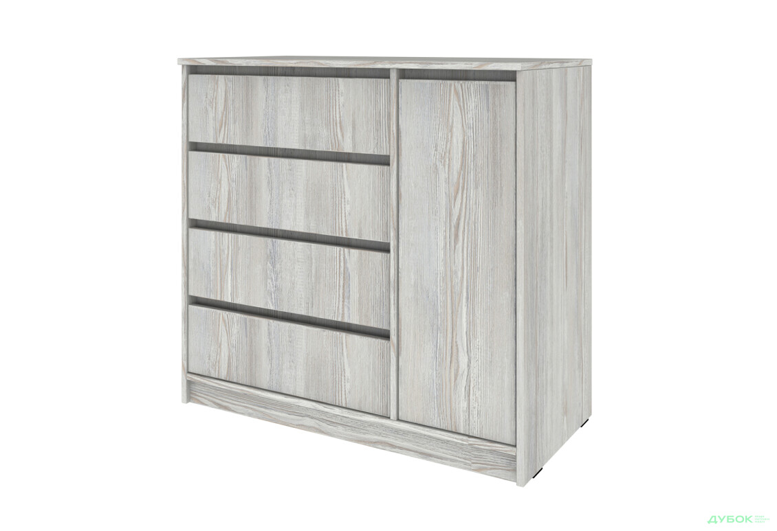 Комод Київський стандарт №11 правий з дверцею та 4 шухлядами 90 см сосна натті - Зображення 1 Зображення 1 - Комод Київський стандарт №11 правий з дверцею та 4 шухлядами 90 см сосна натті