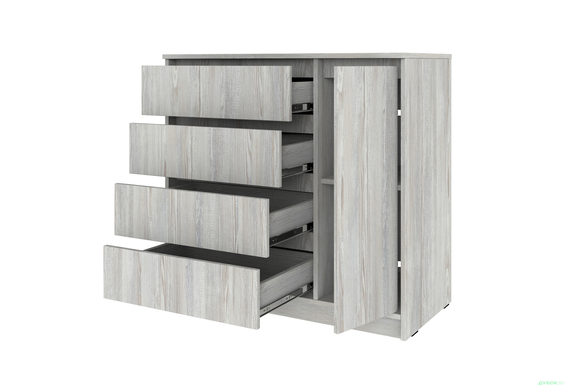 Комод Київський стандарт №11 правий з дверцею та 4 шухлядами 90 см сосна натті - Зображення 3 Зображення 3 - Комод Київський стандарт №11 правий з дверцею та 4 шухлядами 90 см сосна натті