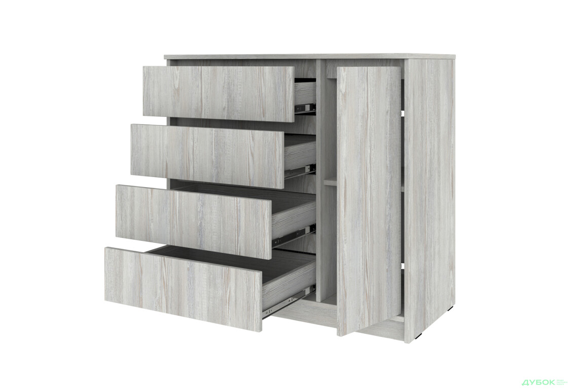 Комод Київський стандарт №11 правий з дверцею та 4 шухлядами 90 см сосна натті - Зображення 3 Зображення 3 - Комод Київський стандарт №11 правий з дверцею та 4 шухлядами 90 см сосна натті