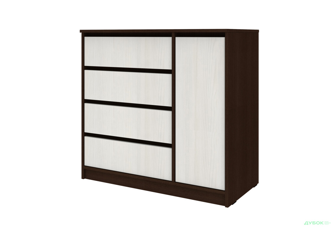 Комод Киевский стандарт №11 правый с дверкой и 4 ящиками 90 см венге / белый структурный new - Изображение 1 Изображение 1 - Комод Киевский стандарт №11 правый с дверкой и 4 ящиками 90 см венге / белый структурный new