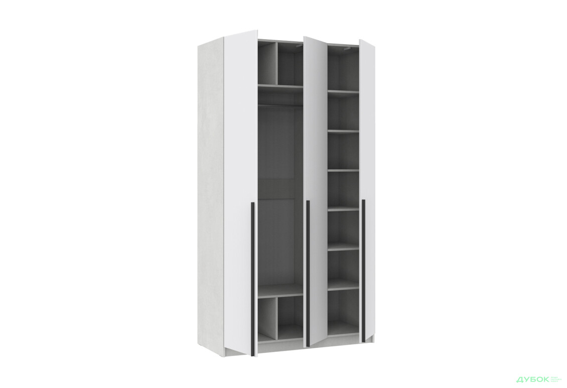 Шафа Київський стандарт Елегант Д 3-дверна 120 см бетон стайл / німфея альба - Зображення 3 Зображення 3 - Шафа Київський стандарт Елегант Д 3-дверна 120 см бетон стайл / німфея альба