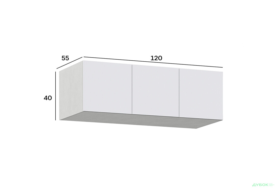 Антресоль Київський стандарт Елегант Д 3-дверна 120 см бетон стайл / німфея альба - Зображення 2 Зображення 2 - Антресоль Київський стандарт Елегант Д 3-дверна 120 см бетон стайл / німфея альба