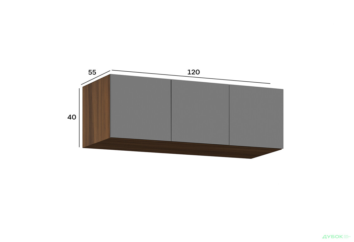 Зображення 2 - Антресоль Київський стандарт Елегант Д 3-дверна 120 см дуб ліворно / сіра лава