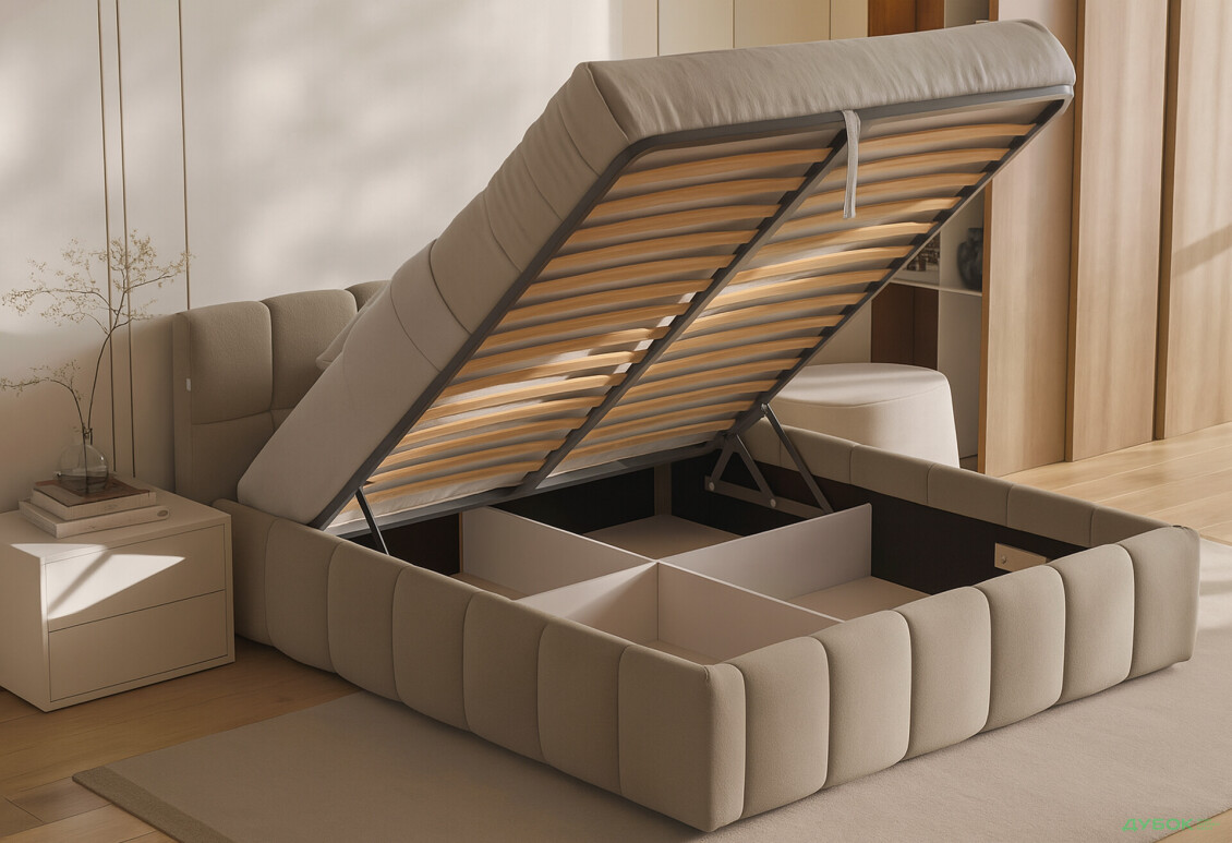 Ліжко-подіум MiroMark Тоні 160x200 підйомне з каркасом, беж - Зображення 3 Зображення 3 - Ліжко-подіум MiroMark Тоні 160x200 підйомне з каркасом, беж