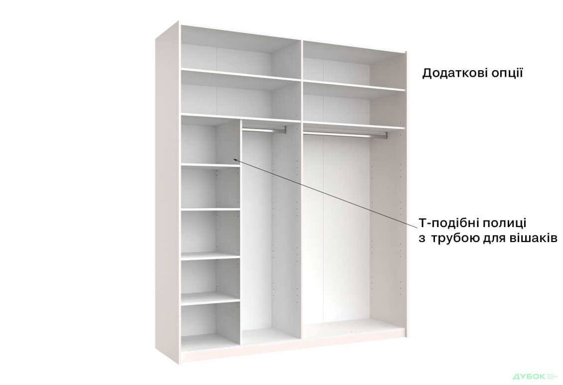 Зображення 7 - Шафа-купе MiroMark Бартон 2.0х2.4м без дзеркал, супер мат білий 