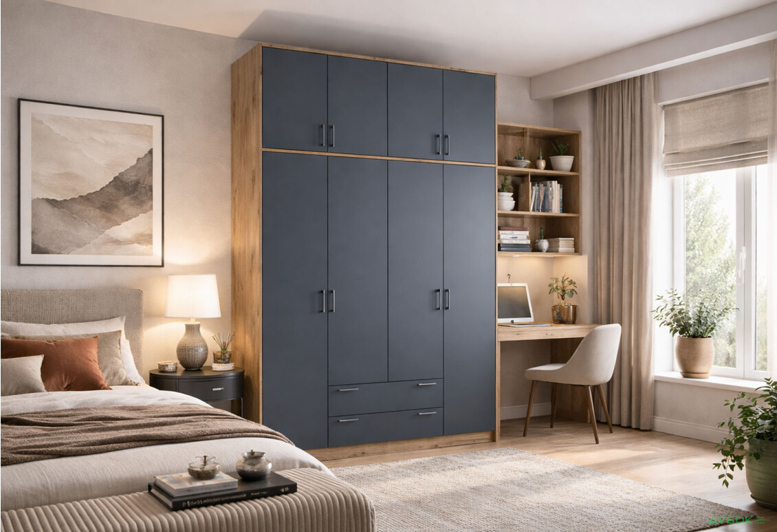 Изображение 2 - Шкаф Doros Ронди 4-дверный с высокой антресолью и 2 ящиками 160 см Дуб Артизан / Графит