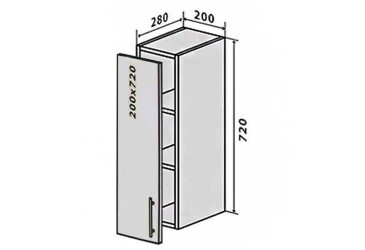 В1 Полки + фасад петли 200х720 Вудлайн / WoodLine Вип-Мастер
