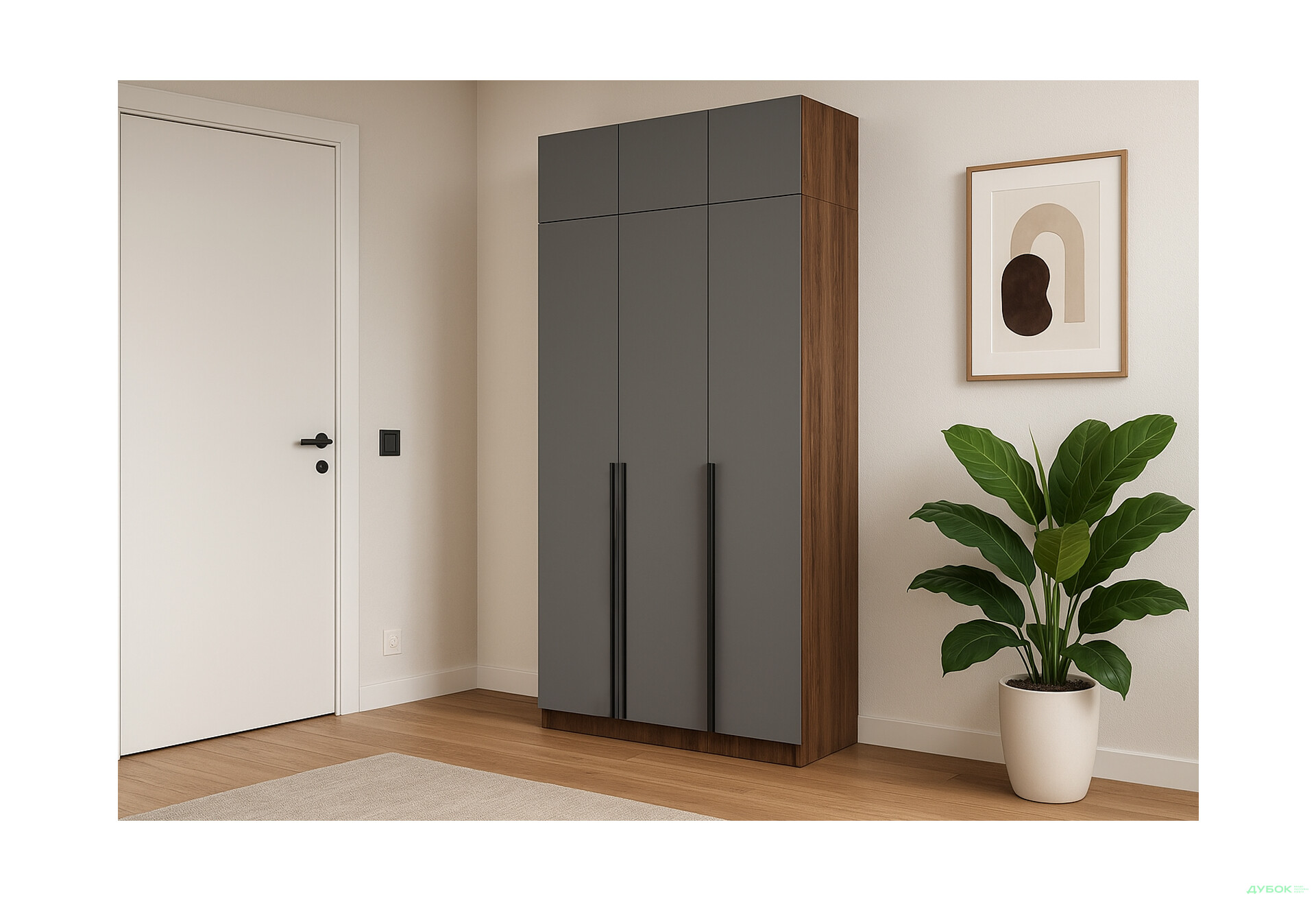 Шафа Київський стандарт Елегант Д 6-дверна з антресоллю 120 см дуб ліворно / сіра лава - Зображення 2 Зображення 2 - Шафа Київський стандарт Елегант Д 6-дверна з антресоллю 120 см дуб ліворно / сіра лава