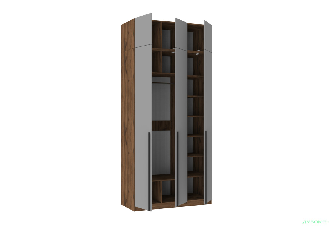 Шафа Київський стандарт Елегант Д 6-дверна з антресоллю 120 см дуб ліворно / сіра лава - Зображення 3 Зображення 3 - Шафа Київський стандарт Елегант Д 6-дверна з антресоллю 120 см дуб ліворно / сіра лава