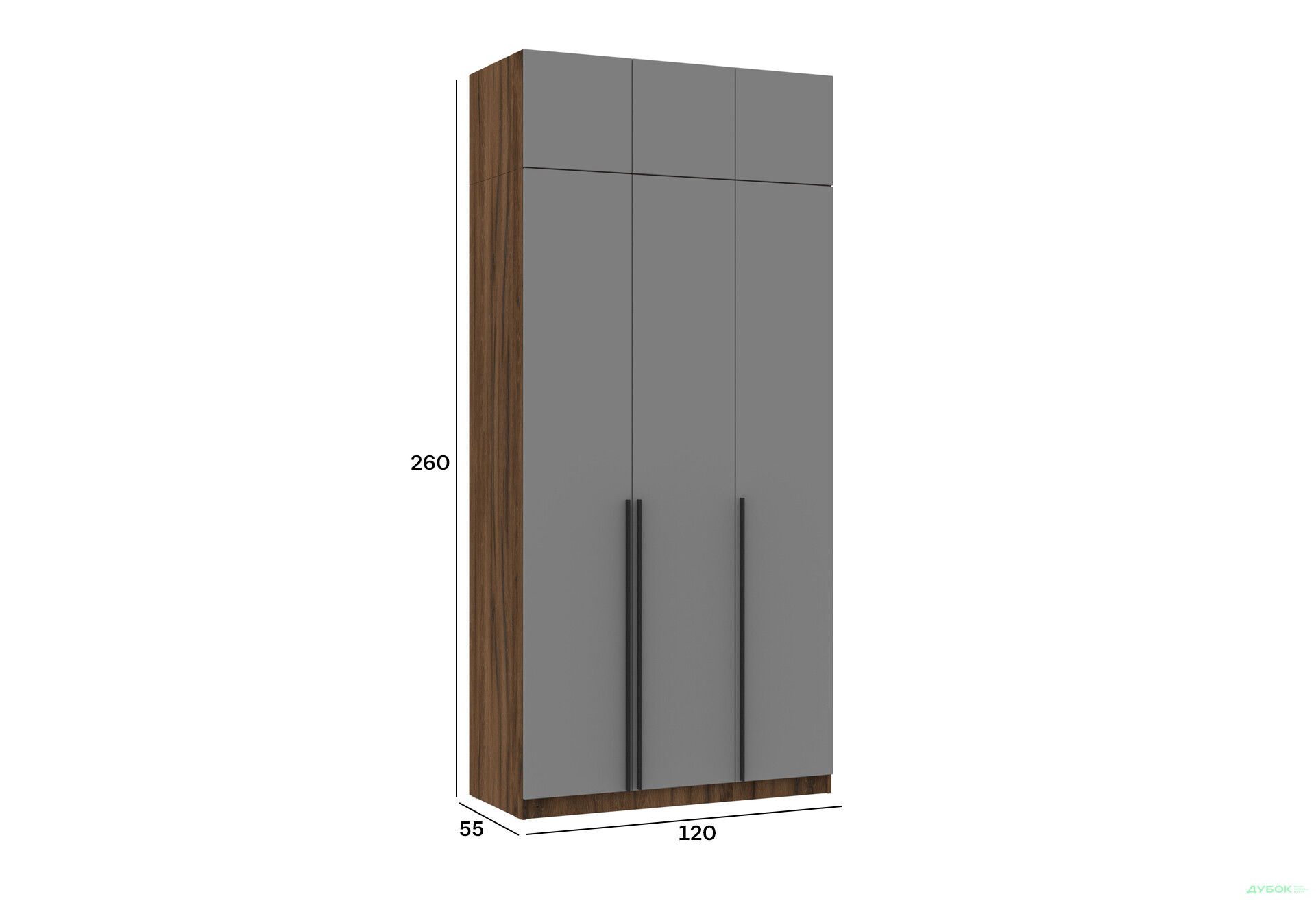 Шафа Київський стандарт Елегант Д 6-дверна з антресоллю 120 см дуб ліворно / сіра лава - Зображення 4 Зображення 4 - Шафа Київський стандарт Елегант Д 6-дверна з антресоллю 120 см дуб ліворно / сіра лава