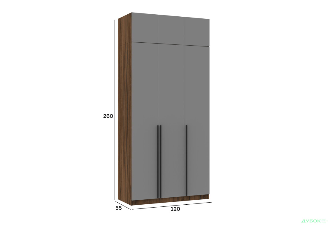 Шафа Київський стандарт Елегант Д 6-дверна з антресоллю 120 см дуб ліворно / сіра лава - Зображення 4 Зображення 4 - Шафа Київський стандарт Елегант Д 6-дверна з антресоллю 120 см дуб ліворно / сіра лава