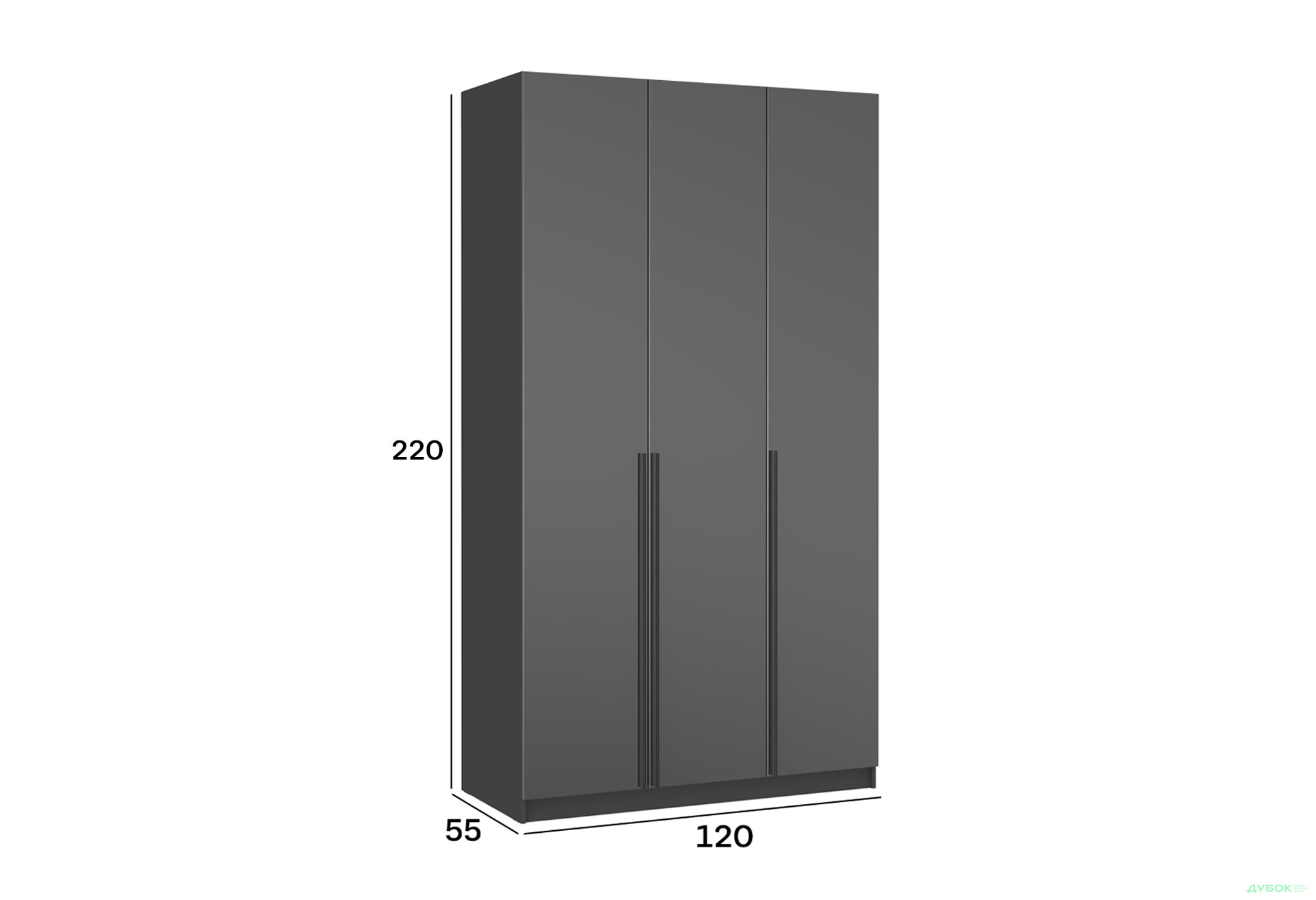 Шафа Київський стандарт Елегант М 3-дверна 120 см антрацит / графіт глянець - Зображення 3 Зображення 3 - Шафа Київський стандарт Елегант М 3-дверна 120 см антрацит / графіт глянець