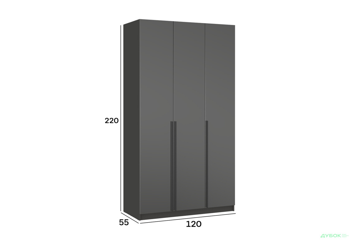 Шафа Київський стандарт Елегант М 3-дверна 120 см антрацит / графіт глянець - Зображення 3 Зображення 3 - Шафа Київський стандарт Елегант М 3-дверна 120 см антрацит / графіт глянець