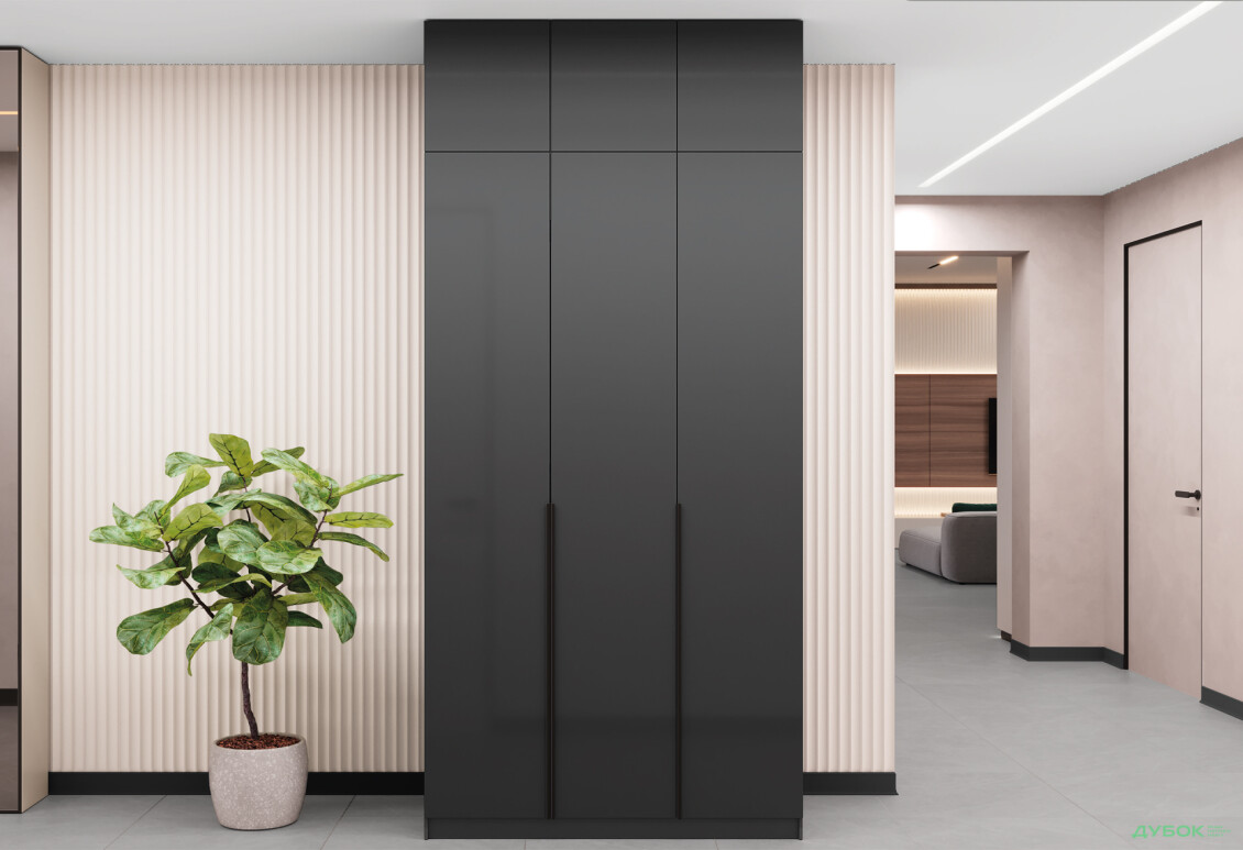 Шафа Київський стандарт Елегант М 6-дверна з антресоллю 120 см антрацит / графіт глянець - Зображення 2 Зображення 2 - Шафа Київський стандарт Елегант М 6-дверна з антресоллю 120 см антрацит / графіт глянець