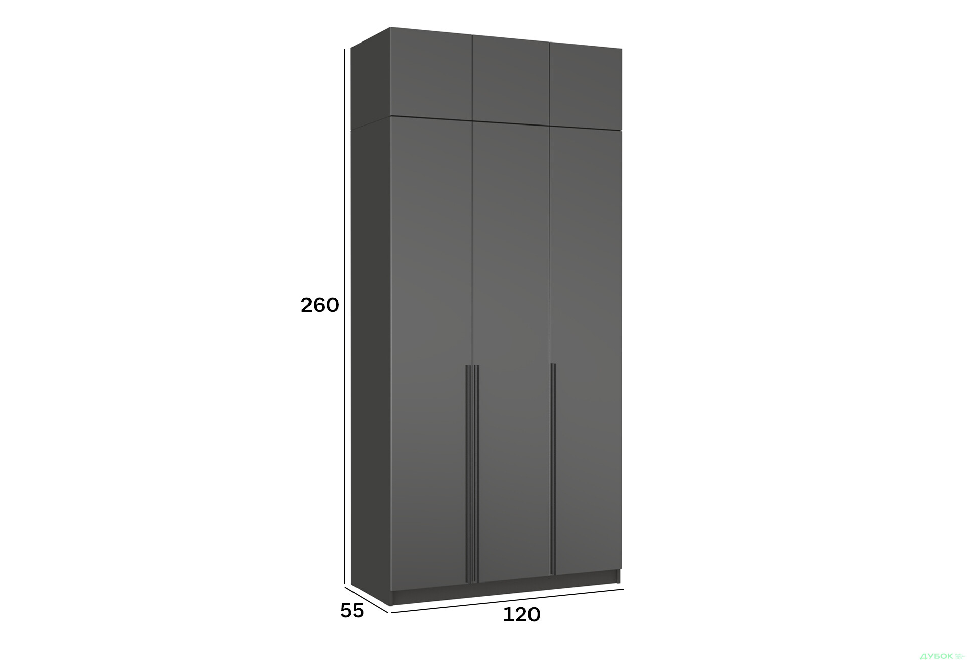 Шафа Київський стандарт Елегант М 6-дверна з антресоллю 120 см антрацит / графіт глянець - Зображення 4 Зображення 4 - Шафа Київський стандарт Елегант М 6-дверна з антресоллю 120 см антрацит / графіт глянець
