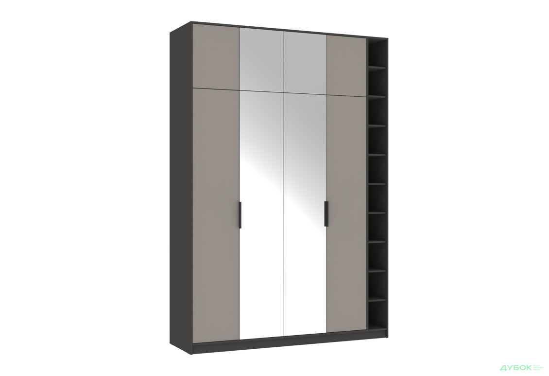 Шафа Київський стандарт Сем 4-дверна з етажеркою та дзеркалом 180 см - Зображення 2 Зображення 2 - Шафа Київський стандарт Сем 4-дверна з етажеркою та дзеркалом 180 см