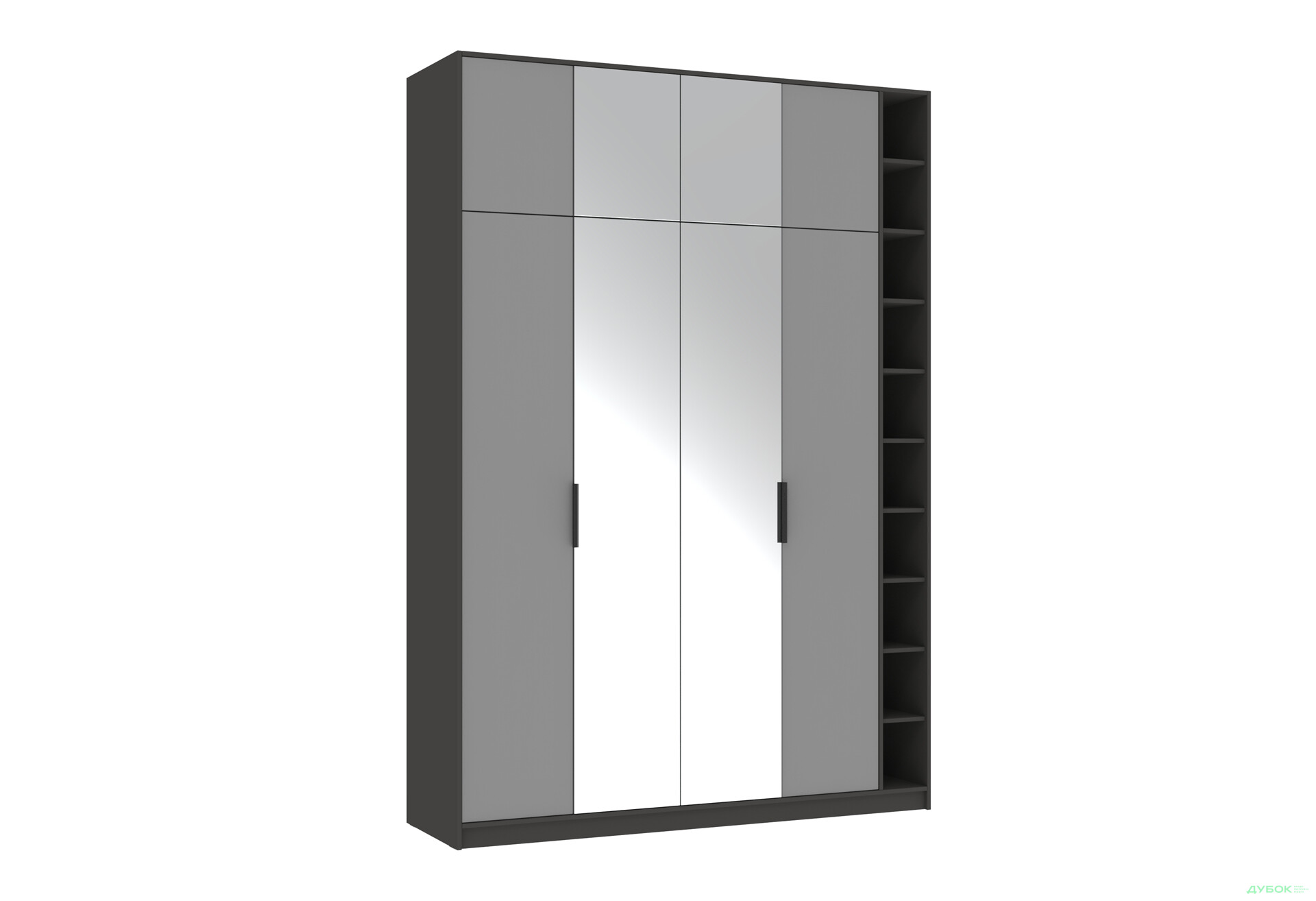 Шафа Київський стандарт Сем 4-дверна з етажеркою та дзеркалом 180 см - Зображення 5 Зображення 5 - Шафа Київський стандарт Сем 4-дверна з етажеркою та дзеркалом 180 см