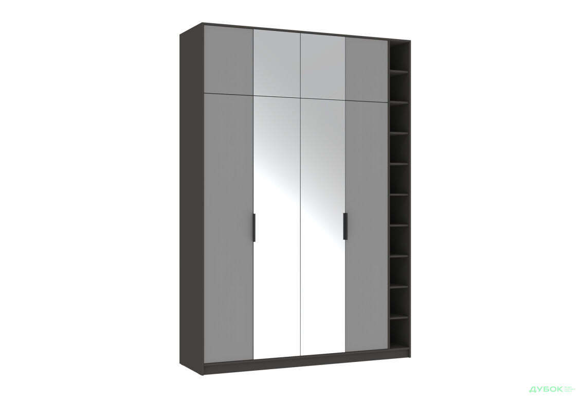Шафа Київський стандарт Сем 4-дверна з етажеркою та дзеркалом 180 см - Зображення 5 Зображення 5 - Шафа Київський стандарт Сем 4-дверна з етажеркою та дзеркалом 180 см