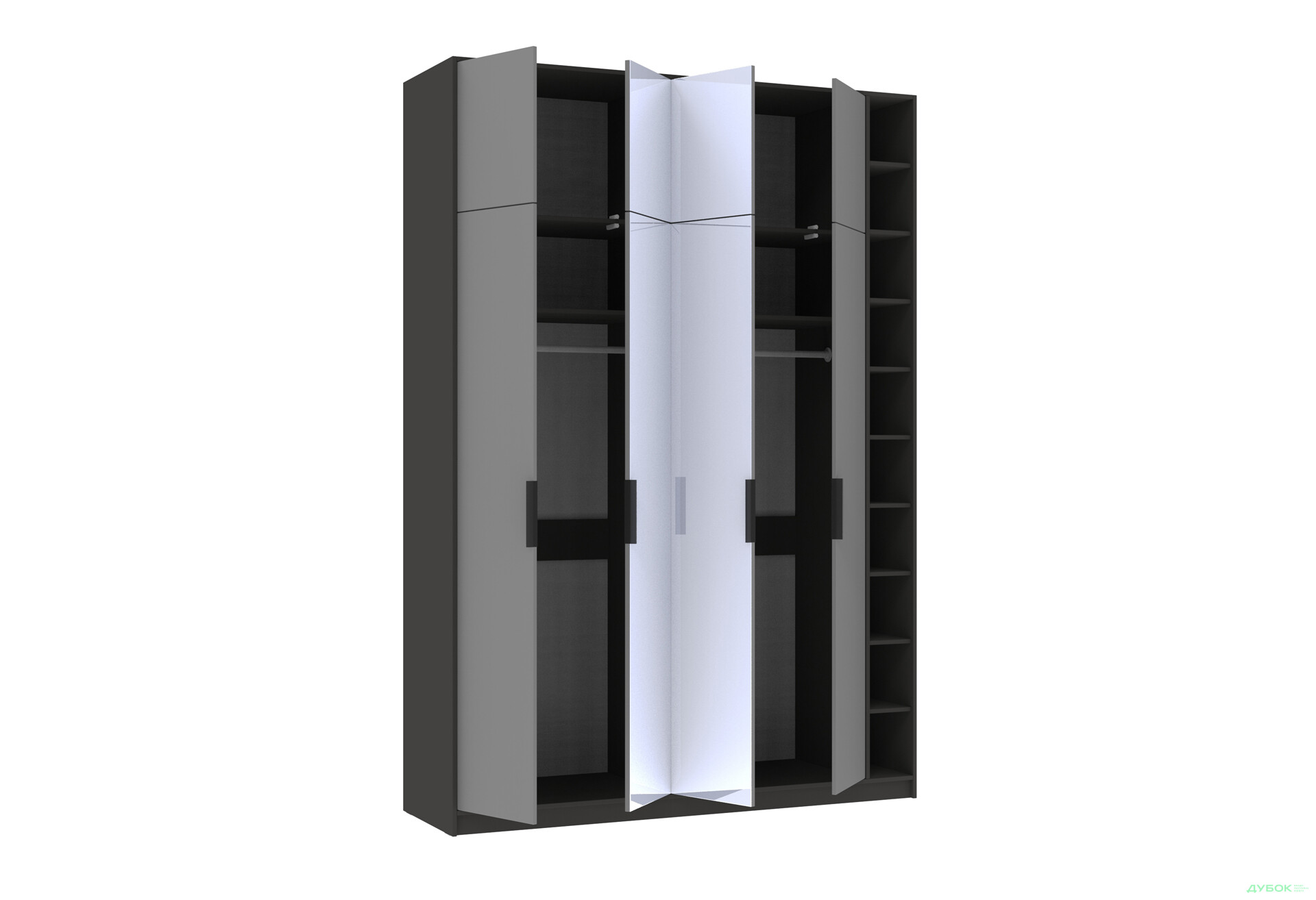 Шафа Київський стандарт Сем 4-дверна з етажеркою та дзеркалом 180 см - Зображення 7 Зображення 7 - Шафа Київський стандарт Сем 4-дверна з етажеркою та дзеркалом 180 см