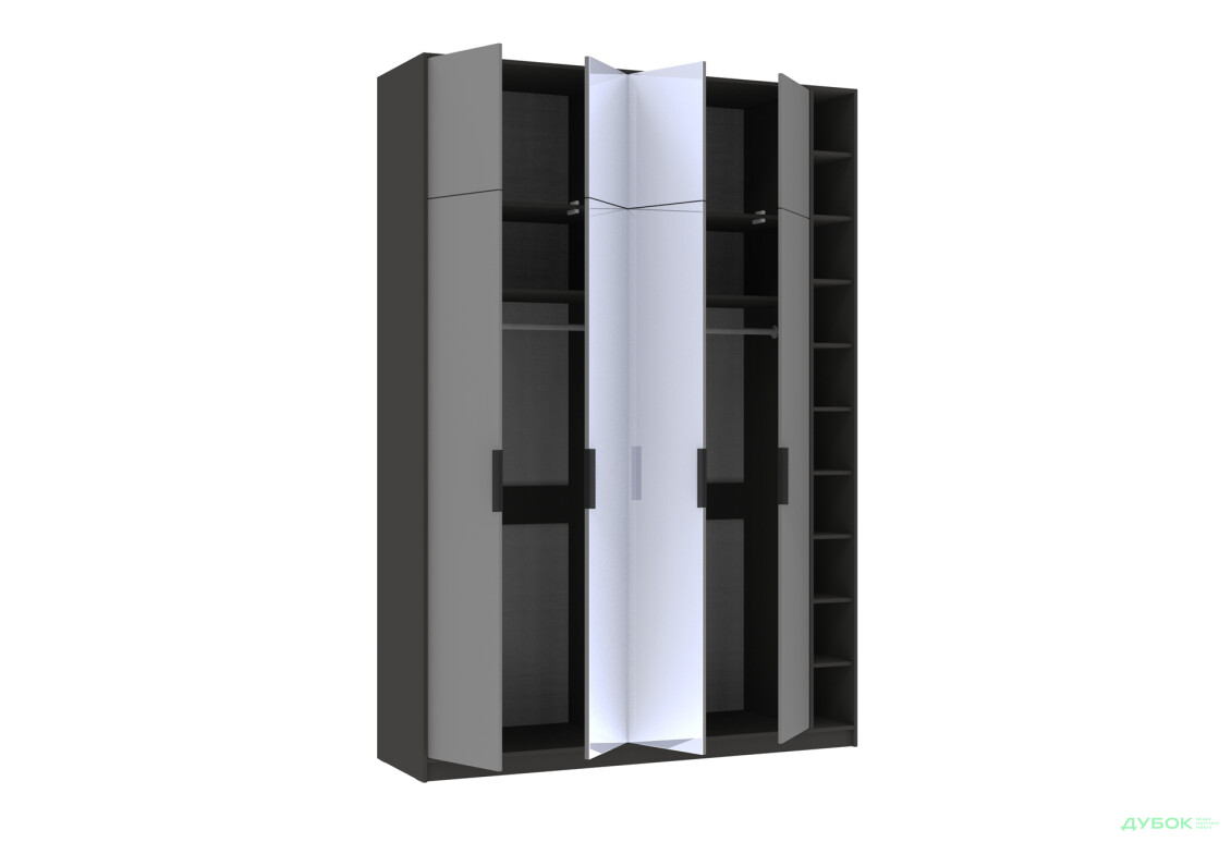 Шафа Київський стандарт Сем 4-дверна з етажеркою та дзеркалом 180 см - Зображення 7 Зображення 7 - Шафа Київський стандарт Сем 4-дверна з етажеркою та дзеркалом 180 см